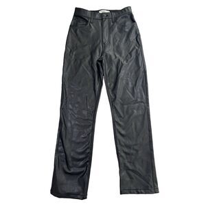Abercrombie & Fitch Pants Womens 26 2 Black Faux Leather 90s Straight Ultra High